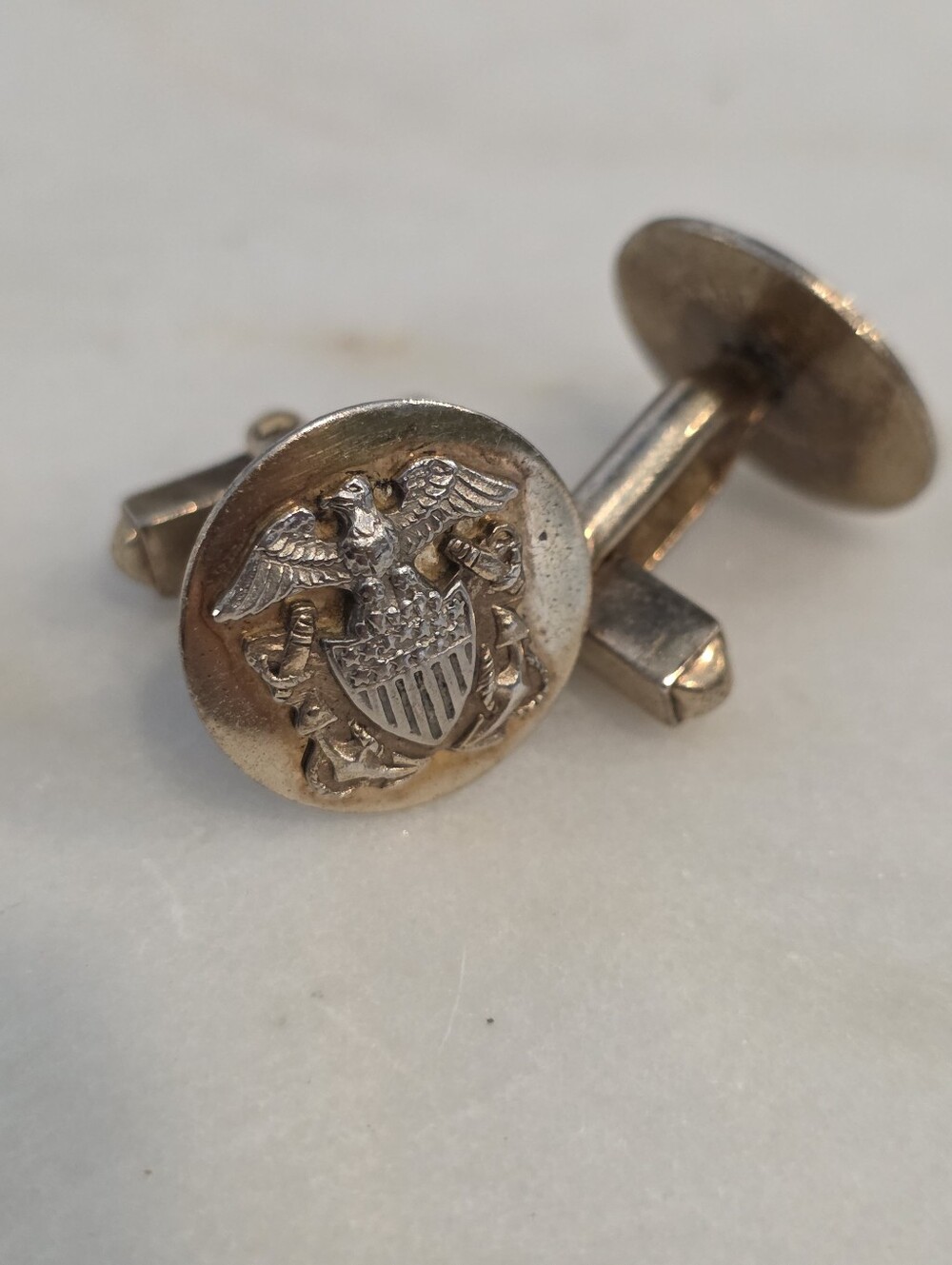 Vintage Swank Sterling Silver Patriotic Eagle Cufflinks – Circa 1940s